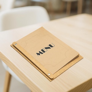Drewniana tablica menu do restauracji, spersonalizowana okładka na książkę z menu, tabliczka z menu na kolację lub stolik, papierowy uchwyt na menu do wyświetlania dla gości kawiarni