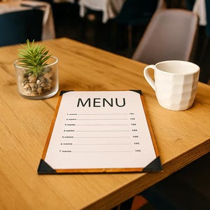 Wooden Menu Board, Custom Restaurant Menu, Cafe Table Menu Holder, Personalized Menu Cover Book, Wedding Menu Cards, Dessert And Dinner Menu