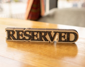 Custom Wooden Reserved Table Sign for Cafes, Restaurants, Hotels  with Free Personalization