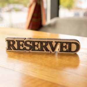 Custom Wooden Reserved Table Sign for Cafes, Restaurants, Hotels  with Free Personalization