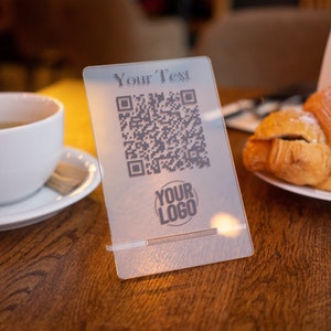 Acrylic QR code menu, QR code menu sign, Acrylic qr cod sign, Cashier Sign, Acrylic Scan to Pay Sign, Business Sign, Qr Code Scannable Sign