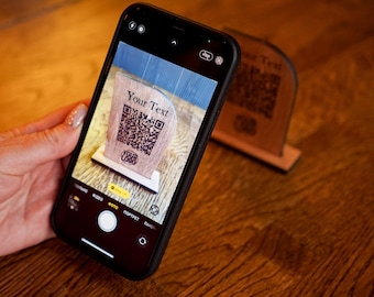 Wooden QR Code Menu Sign, Custom Logo Plaque For Restaurants, Scan To Pay Payment Sign, WiFi Or Website QR Code Display, Social Media Sign