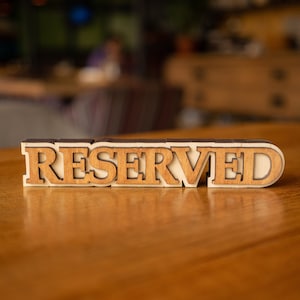 Wooden Reserved Sign For Restaurants Bars Cafes, Personalized Reserved Table Sign for Busines, Custom Hotel Reception Sign