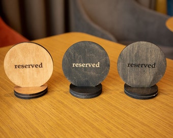 Personalized Reserved Table Sign Wooden Restaurant Decor with Free Engraving