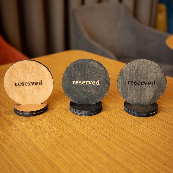 Personalized Reserved Table Sign Wooden Restaurant Decor with Free Engraving