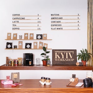 Signo de tablero de letras claras, tablero de menú de madera, menú de montaje en pared, conjunto de tableros de letras de madera, tablero de lista de precios, soporte de menú, tablero de mensajes sin pintar