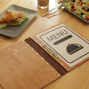 Cubierta de menú de madera, soporte de menú personalizado para hojas intercambiables, libro de visitas de boda personalizado, protector de menú de cocina