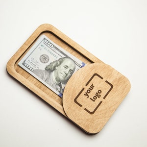 Porta cheques, presentador de cheques de madera, GRABADO GRATIS