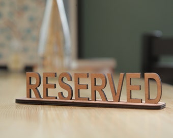 Enseigne réservée à la table, Planche rustique en bois, Décoration de restaurant, Enseigne réservée en bois