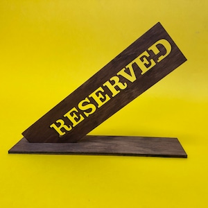 Letrero reservado de mesa de madera, letrero reservado para boda en restaurante café, decoración de boda rústica, letrero de menú de bar de madera