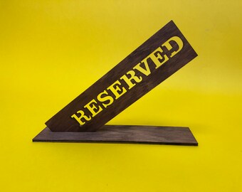 Letrero reservado de mesa de madera, letrero reservado para boda en restaurante café, decoración de boda rústica, letrero de menú de bar de madera
