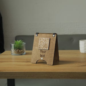 QR code menu, QR code menu sign, Wooden qr cod sign image 4