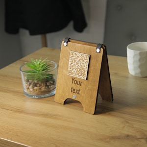 QR code menu, QR code menu sign, Wooden qr cod sign