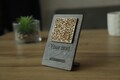 QR code menu, QR code menu sign, Wooden qr cod sign product logo
