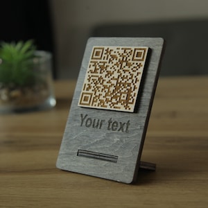 QR code menu, QR code menu sign, Wooden qr cod sign