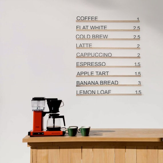 Wall Mounted Menu Rails, Cafe Wall Menu, Changeabe Letter Board, Barbershop Menu, Changeable Menu Rails.