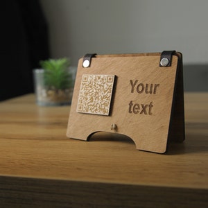 QR code menu, QR code menu sign, Wooden qr cod sign