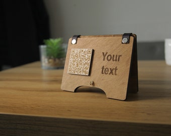 Menu code QR, panneau de menu code QR, panneau de code qr en bois