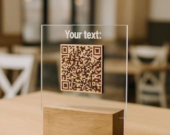 Qr Code Menu, Acrylic Qr Code Stand, Qr Code Table Sign, Payment Sign, Wooden Sign, Qr Wifi Sign, Scan To Pay Sign, Custom Logo Website Sign
