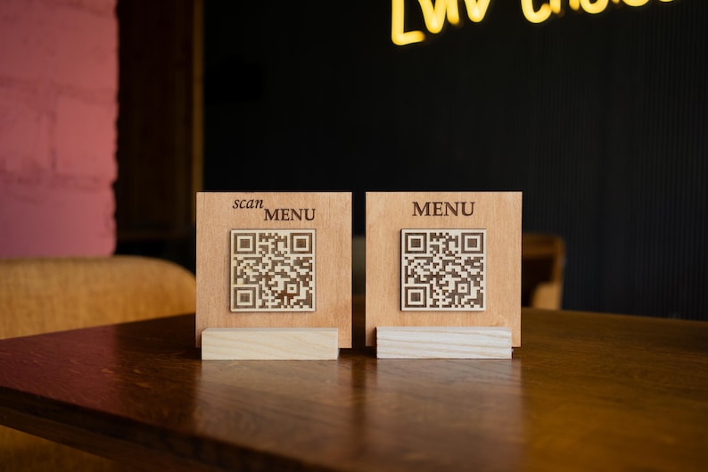 Custom Wooden QR Code Menu Sign – Branded QR Code Plaque With Logo ...