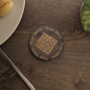 Menu QR code, enseigne de menu QR code, enseigne QR code en bois