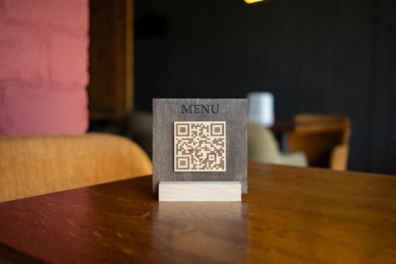 Custom Wooden QR Code Menu Sign – Branded QR Code Plaque With Logo ...