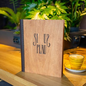 Wooden Menu with 4 ring clamp, Menu Cover, Restaurant Menu Cover