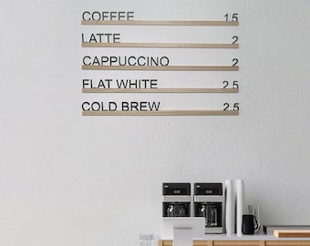 Wall Mounted Menu Rails, Cafe Wall Menu, Changeabe Letter Board, Barbershop Menu, Changeable Menu Rails