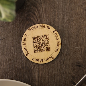 QR code menu, QR code menu sign, Wooden qr cod sign