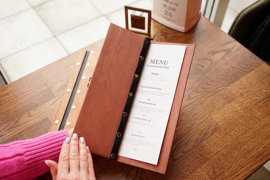 Custom Wine List Menu Cover, Wood Drink Menu, Wooden Menu Holder, Menu