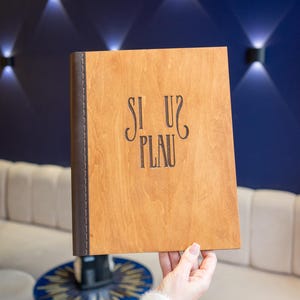 Menu en bois avec pince à 4 anneaux, couvercle de menu, couvercle de menu de restaurant