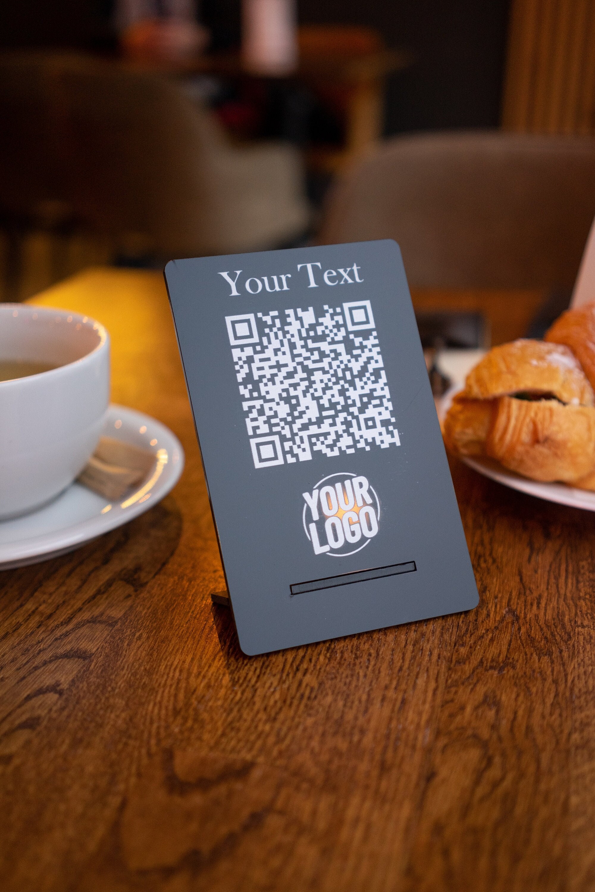 Black Acrylic Scan to Pay Sign, Business Sign, Qr Code Scannable Sign, QR code menu, Acrylic qr cod sign, Cashier Sign with Custom Logo