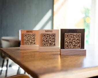 QR-Code-Menü, QR-Code-Menü-Schild, QR-Cod-Holzschild