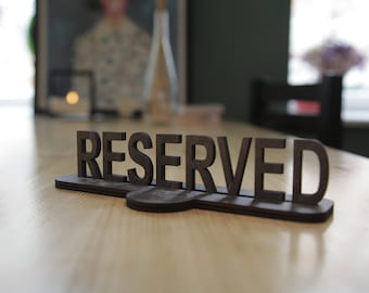 Panneau de table réservé, planche rustique en bois, décor de restaurant, panneau réservé en bois, GRAVURE GRATUITE