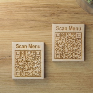 Menu QR code, enseigne de menu QR code, enseigne QR code en bois