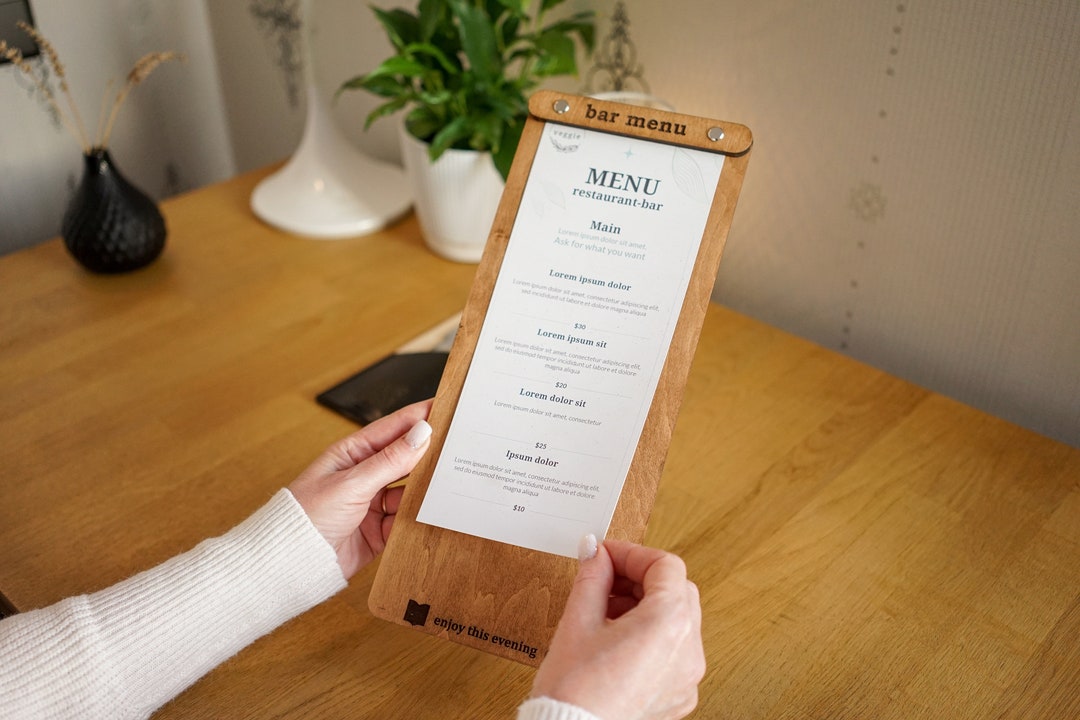 Wooden Bar Menu, Custom Wine List Menu Cover, Wooden Menu Holder, Wood