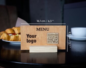 Qr Code Menu, Restaurant Menu Stand, Custom Wooden Plaque, Business Logo Sign, Scan To Pay Sign, Tabletop Qr Display, Custom Menu Sign