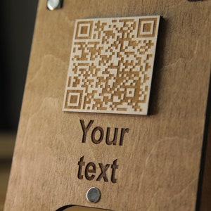 QR code menu, QR code menu sign, Wooden qr cod sign image 5