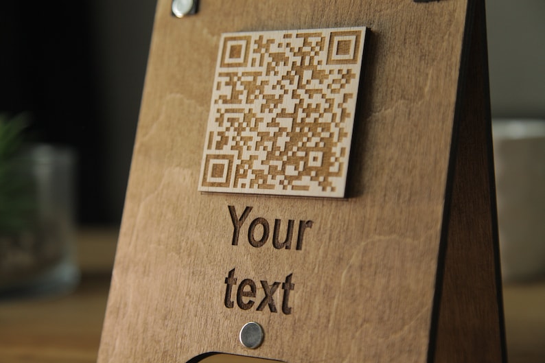 QR code menu, QR code menu sign, Wooden qr cod sign image 5