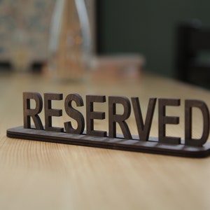 Reserved Table Sign, Wooden Rustic Board, Restaurant Decor, Wood Reserved Sign
