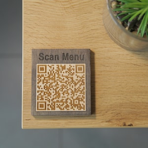 QR-Code-Menü, QR-Code-Menü-Schild, QR-Cod-Holzschild