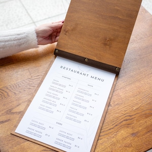 Couverture de menu de restaurant, menu en bois, menu, couverture de menu