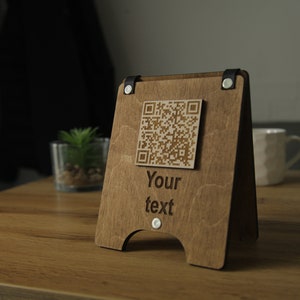 QR code menu, QR code menu sign, Wooden qr cod sign image 6