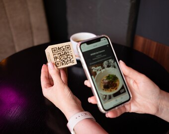 QR Code Menu Stand, Wooden QR Code Table Sign, Custom Payment Sign, Scan To Pay Plaque, QR WiFi Sign, Social Media Sign, Custom Logo Sign