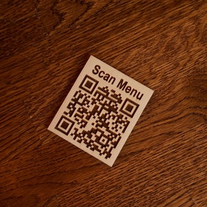 Wooden Qr Code Sign With Your Custom Text, Qr Code Touchless Menu, QR ...