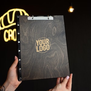 Personalized Wooden Menu Holder, Engraved Wooden Menu Folder with Customizable Options, Covers for Wedding Menu