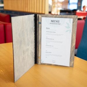 Menü aus Holz, Menü, Menü Cover, Restaurant Menü Cover