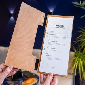 Couverture de menu de restaurant, Couverture de carte de vin, Menu de bar en bois, Menu, Couverture de menu