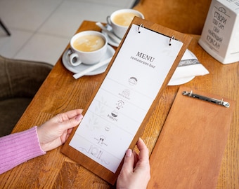 Rustieke houten menuhouder, klembord voor restaurants, cafés en bars | Vintage menubord met metalen clip