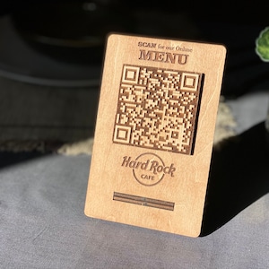 Menu QR code, enseigne de menu QR code, enseigne QR code en bois